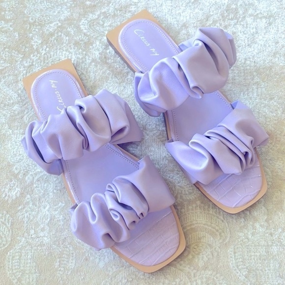 Brand New Circus by Sam Edelman Iggy Ruched Slide Sandals Ruffles Light Purple - Picture 12 of 12